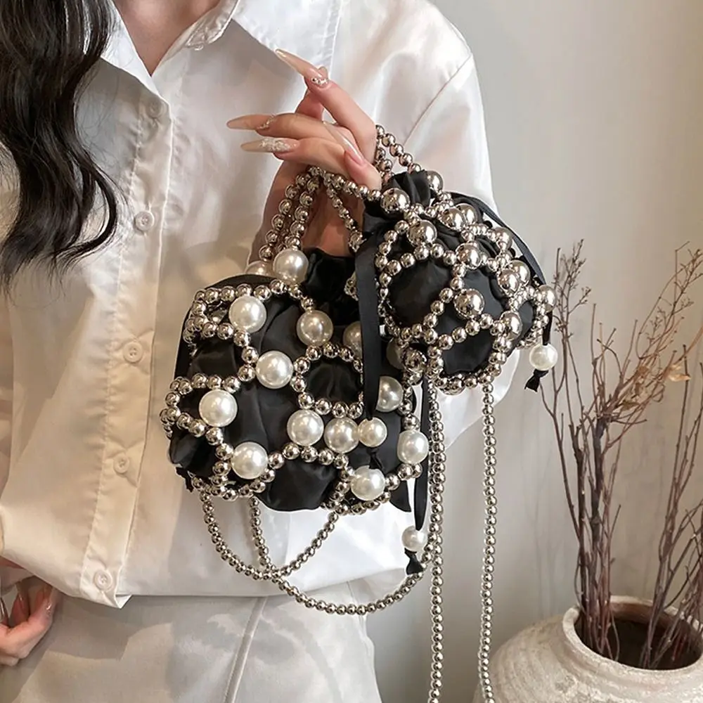 

Сумка-мешок женская с имитацией жемчуга, трендовая Сумочка на плечо, миниатюрный тоут через плечо, весна-лето