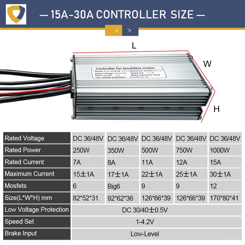 KT Electric Bike Controller 36V48V 250W-1000W Squarewave/Sinewave Controller Waterproof Plug Ebike Accessories with Light