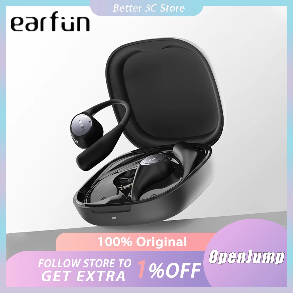 Earfun OpenJump Wireless Earphone Open Ear With 4 Mics Noise Reduction Spatial Sound Leak Proof Sport Customized Sound Earphone