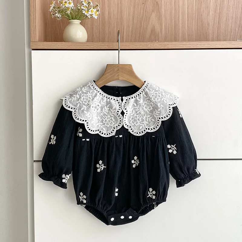 

Girls' Dress Spring and Autumn Style Baby Romper Doll Collar Embroidered Baby Girl Dress Sister Outfit