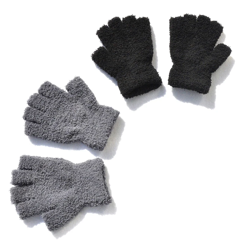 Guantes sin dedos de felpa para mujer, manoplas de invierno suaves y cálidas para estudiantes, guantes para escribir al aire libre, protección