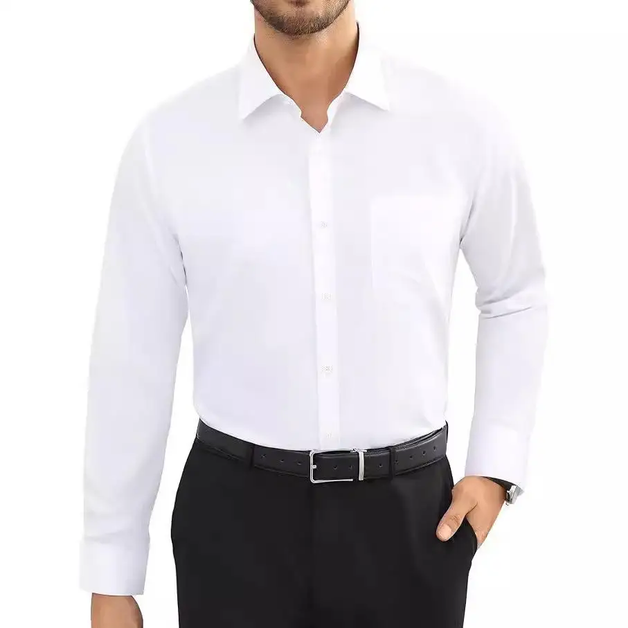 

Men's Regular Fit Long Sve Dr irt Button down Casual Busin Elastic No Iron ket irt PU Leather Spring Season