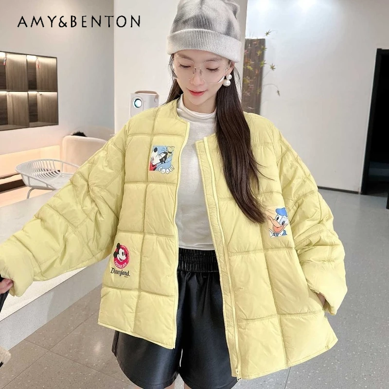 Koreanischen Stil Zipper Mantel Damen Beliebte Neue Winter Verdickt Mantel Ins Trend Cartoon Kurzen Stil Warme Baumwolle Gefütterte Jacke