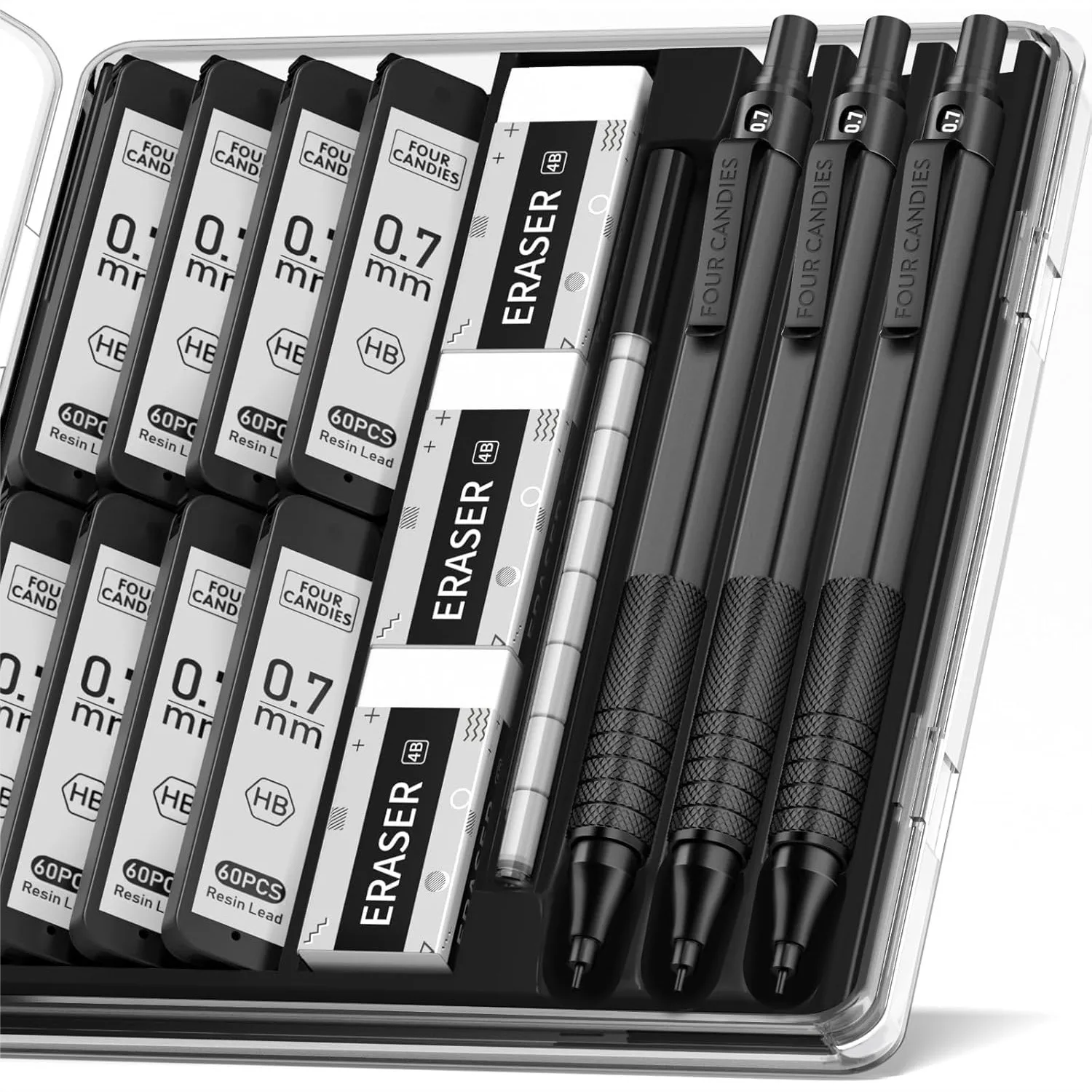 

3pcs Metal Mechanical Pencil Set with Anti-Skid Grip for Artists, Students, and Professionals