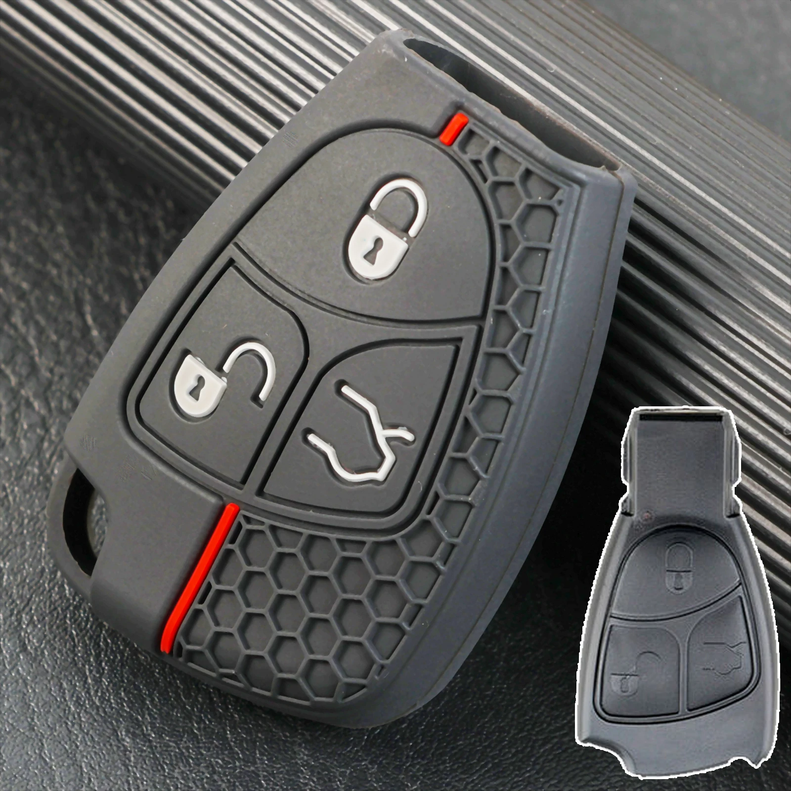 For Mercedes Benz C E B CLS CLK SLK280 S430 S500 S600 SL500 SL600 R350 S350 Silicone Remote Key Ring Case Cover Holder 3 Button