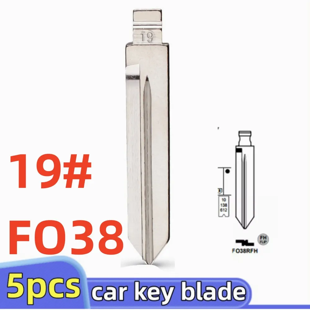 5PCS 19# FO38 KD Remote Uncut Blank Metal Key Blade NO.19 FO38 for Ford KD VVDI KEYDIY Remote Car Key Remote Blade