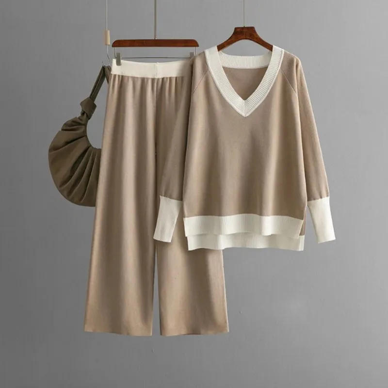 Autumn Winter Sweater Two Piece Sets Womens Outifits Pullover Elegant Women's Sets Fashion Leisure Long Sleeved Tops Pant Sets