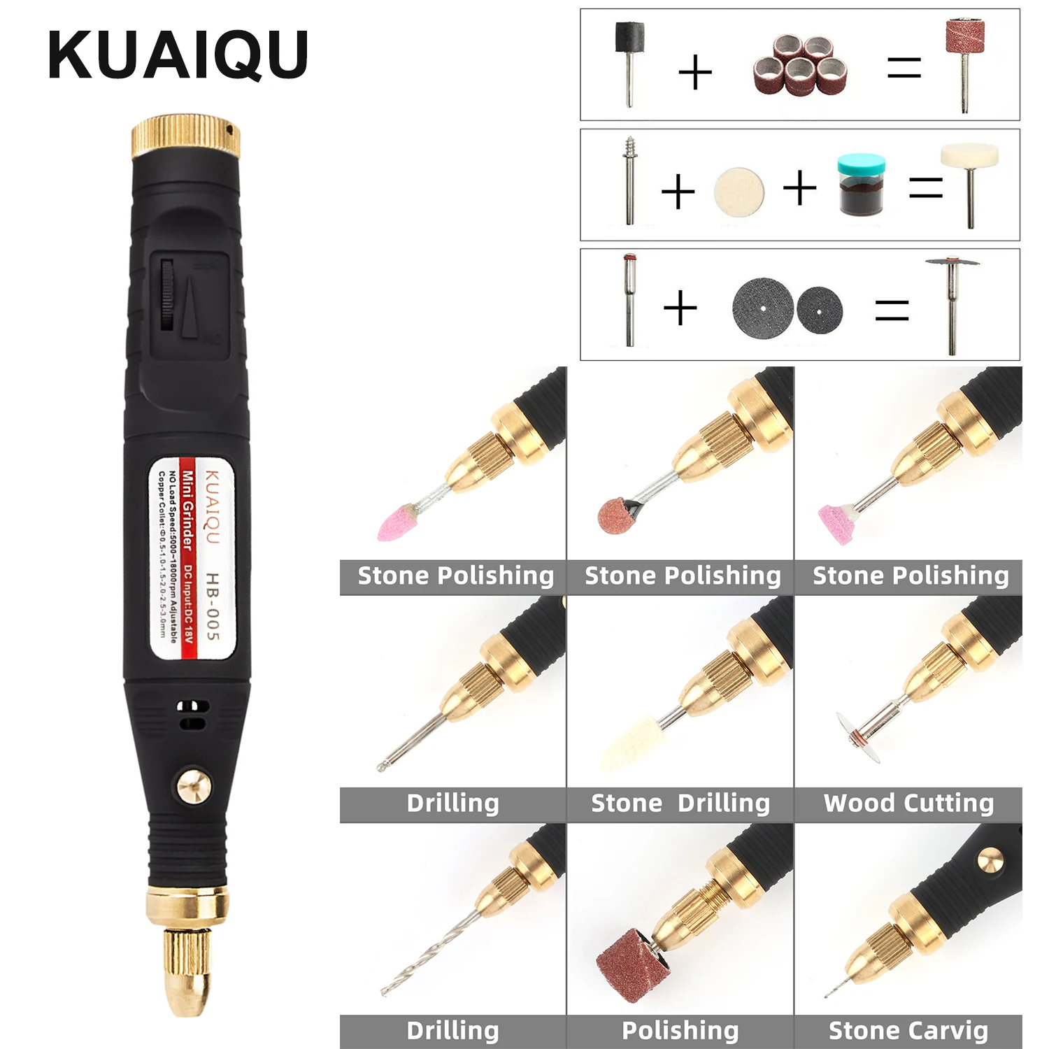 

KUAIQU 156Pcs Tips Electric Drill 5000-18000rpm 5 Speed Adjustable Grinder Engraver Pen Mini Drill Rotary Grinding Polish Tools