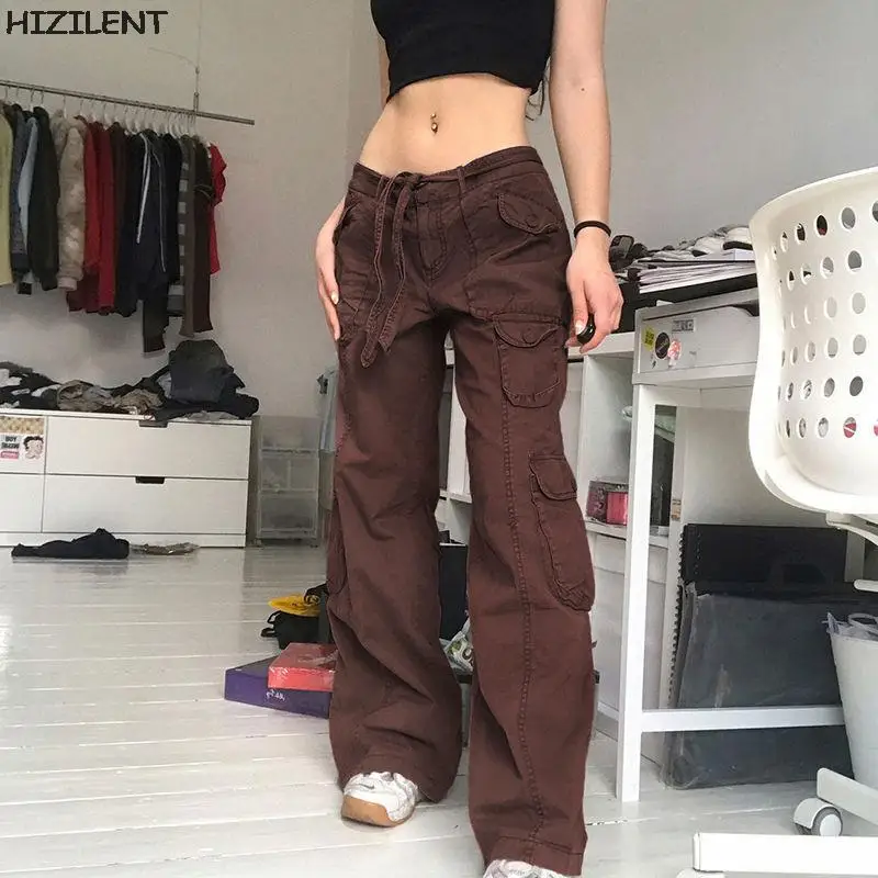 2022 Casual Baggy Y2K Cargo Hosen Jeans Frauen Hip Hop Streetwear Gerade Denim Hosen Breites Bein Lose Niedrigen Taille Retro overalls