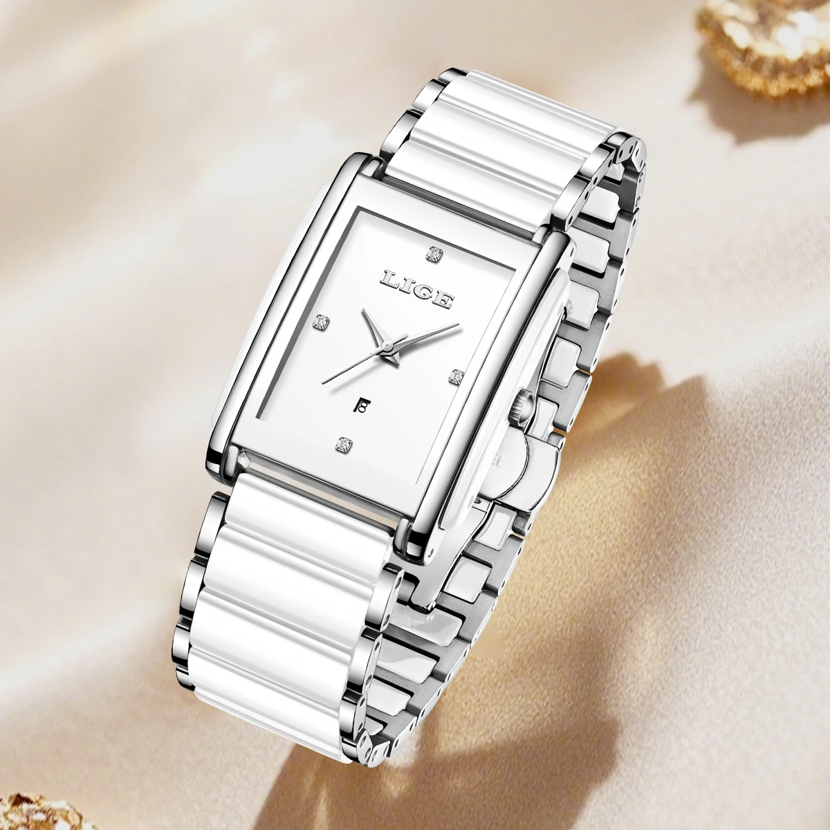 LIGE 2026 Women Rectangle Quartz Watch Bracelet Ladies Wristwatch 30M Waterproof Date Elegant Female Clock Gift Relogio Feminino