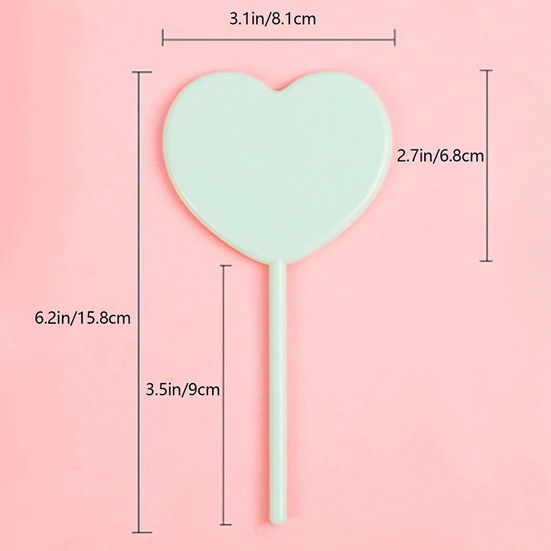 1Pcs Handheld Makeup Mirror Love Heart Mirror Female Handle Makeup Cosmetic Beauty Tools Handheld Vanity Make Up Mirror