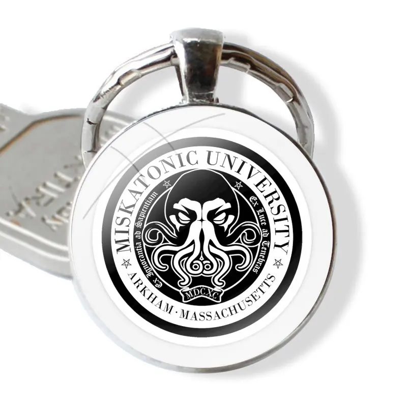 Keychain Handmade Glass Cabochon Key Ring Holder Pendant Key Chains Miskatonic University