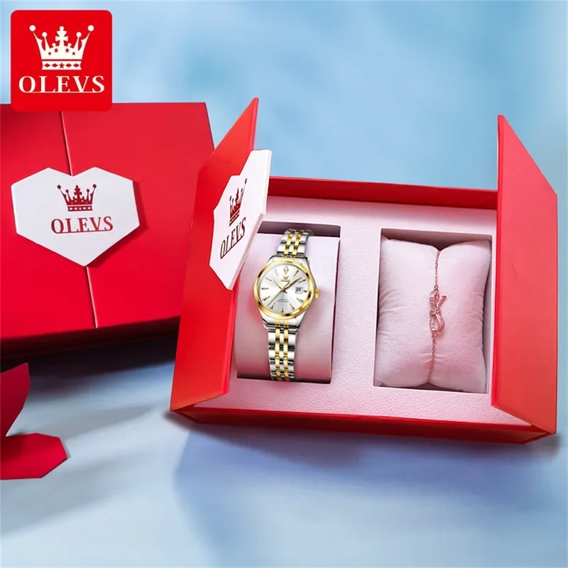 Olevs 5598 Women's Watch luxury quartz watch fashion waterproof calendar watch elegant bracelet exquisite red