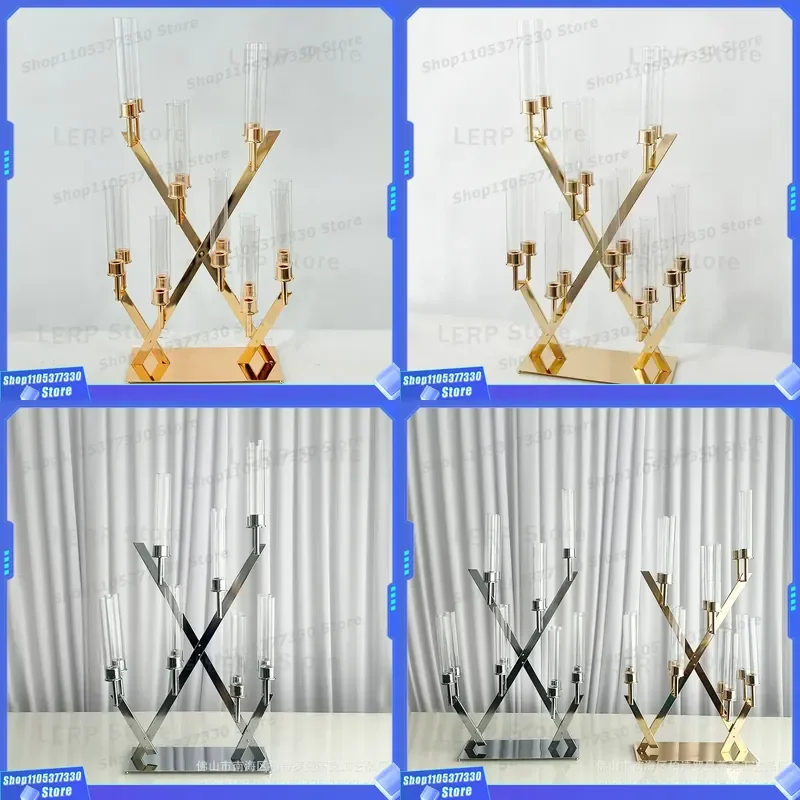 European Wrought Iron Candlestick Holder Romantic Wedding Table Centerpiece Decor Hotel Dinner Party Ornament Vintage Style