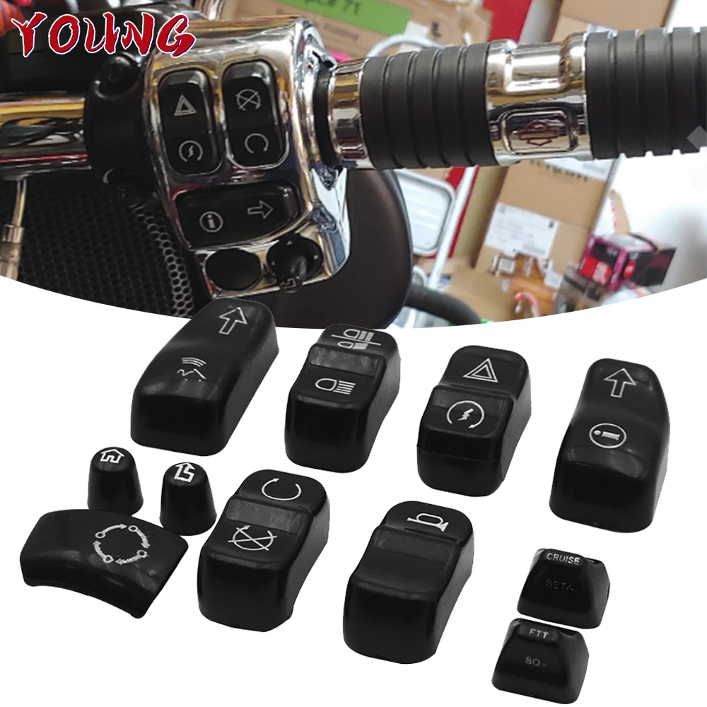 11 Pcs Black ABS Housing Motorcycle Hand Control Button Cap Switch Cover For Harley Davidson Glide FLHT FLHX FLHR 2014 2015 2016