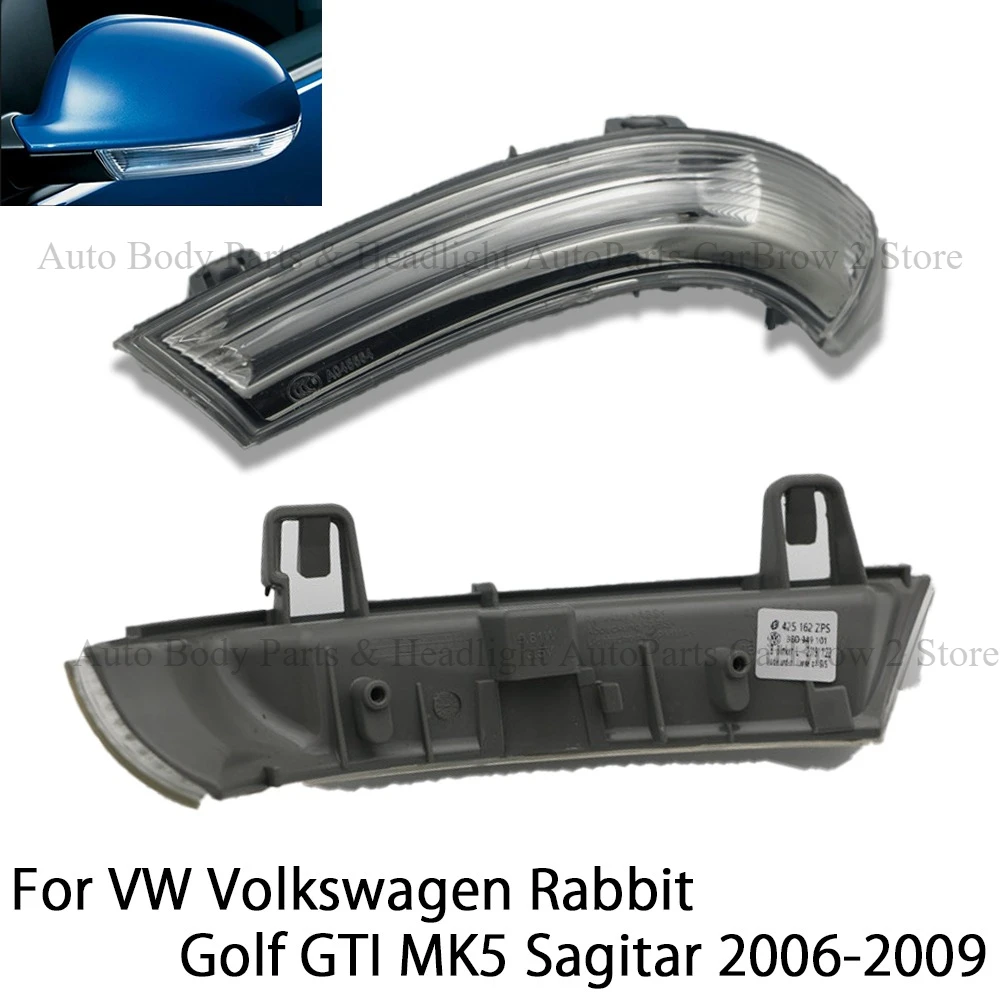 Side Mirror Turn Signal Indicator Lamp For VW Rabbit Golf GTI MK5 Sagitar Jetta MK5 2006‑2009 Outer Rearview Blinker Light