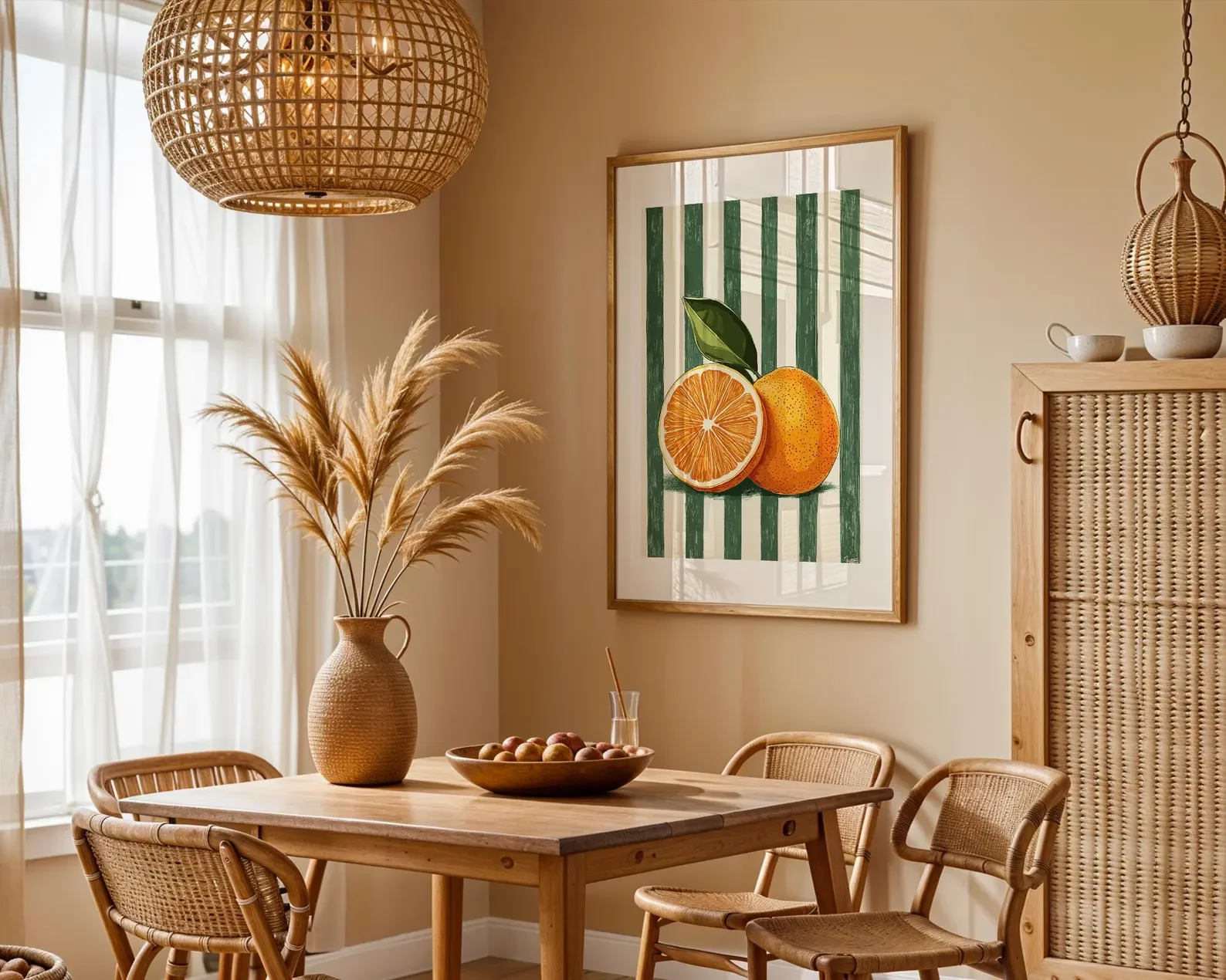 Orange Wall Decor, Orange Fruit Poster, Farmhouse Kitchen Art Painting, Kitchen Prints, Trendy Food Art, Retro Kitchen Art, Frui image 3