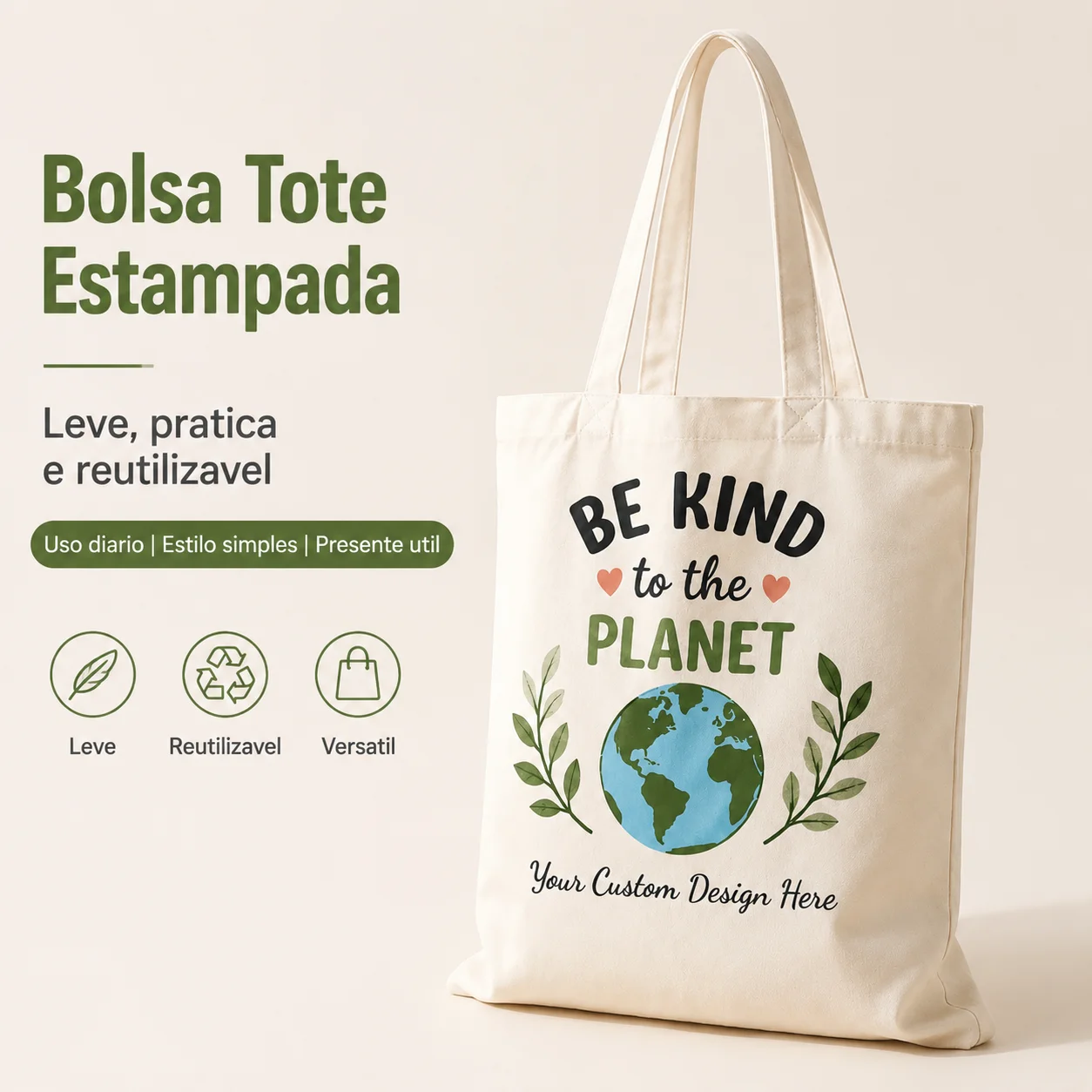 Personalized Eco Canvas Tote Bag | Durable, Lightweight, Custom Printing Available