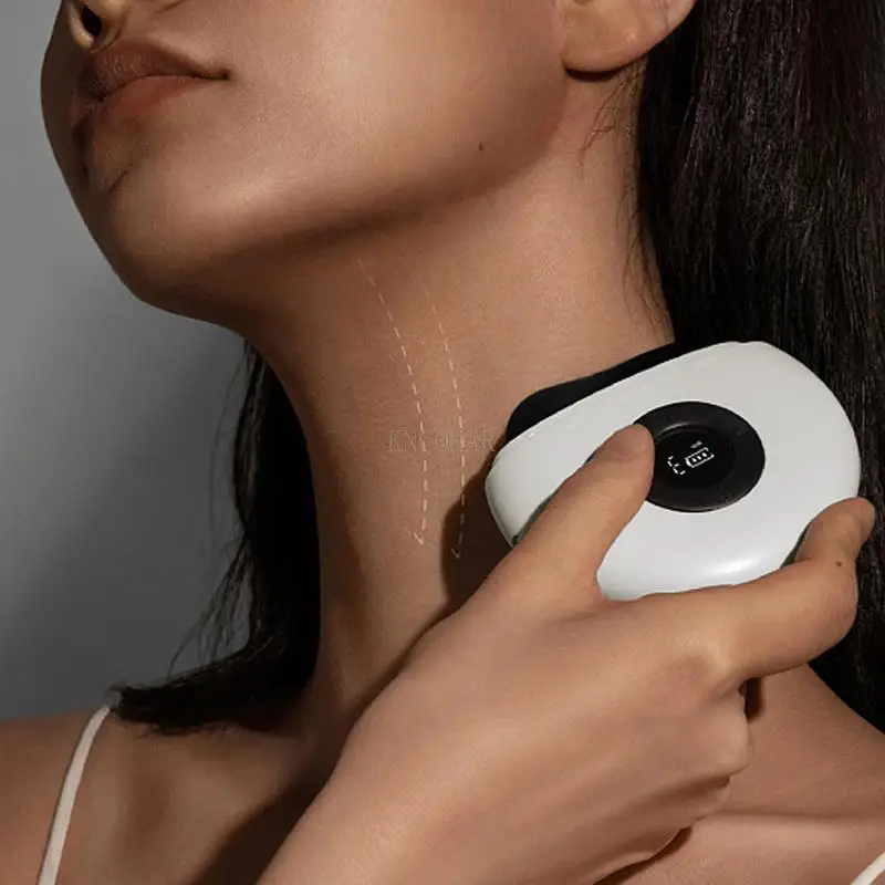 Gua Sha Stone Facial เครื่องมือ 9 ระดับความร้อนและการสั่นสะเทือนไฟฟ้า Guasha เครื่องนวดหน้าสําหรับยกกระชับผิวกําจัดริ้วรอยแบบพกพา