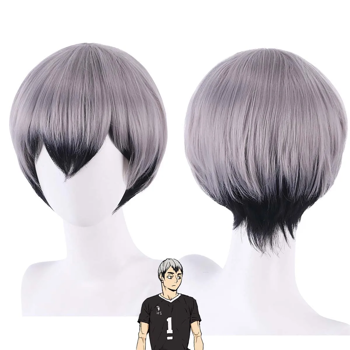 School Cultural Festivals Kita Shinsuke Cosplay Wig Heat Resistant Synthetic Hair Gray Hair For Men