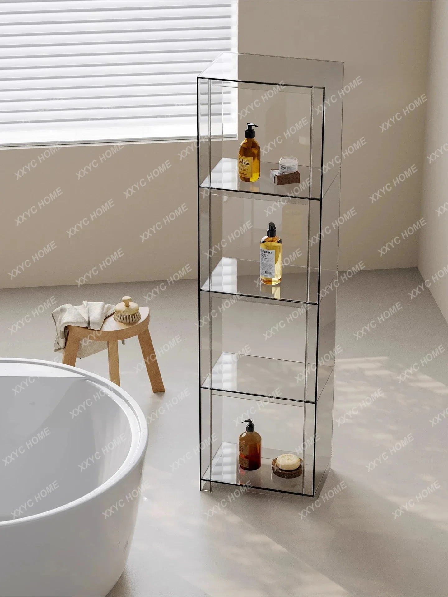 

LAcrylic bathroom rack, bathroom supplies rack integrated against the wall floor storage cabinet
