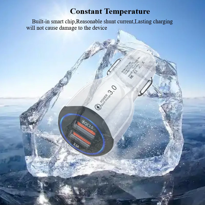 40W 5V/3.1A Car Charger 2 Ports Car Charger Fast Charging QC3.0 QC5.0 PD30W Car Cigarette Lighter Flash Charge For phones