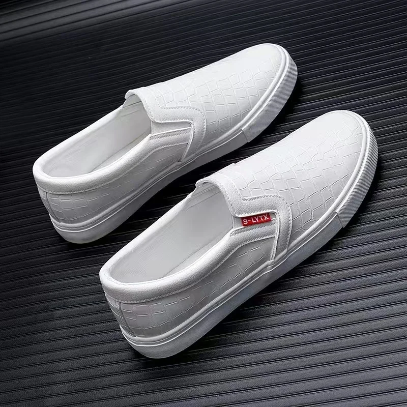 Sapatos masculinos de couro de luxo de alta qualidade branco sapato casual confortável masculino deslizamento-on homem mocassins de corte baixo zapatos para hombre