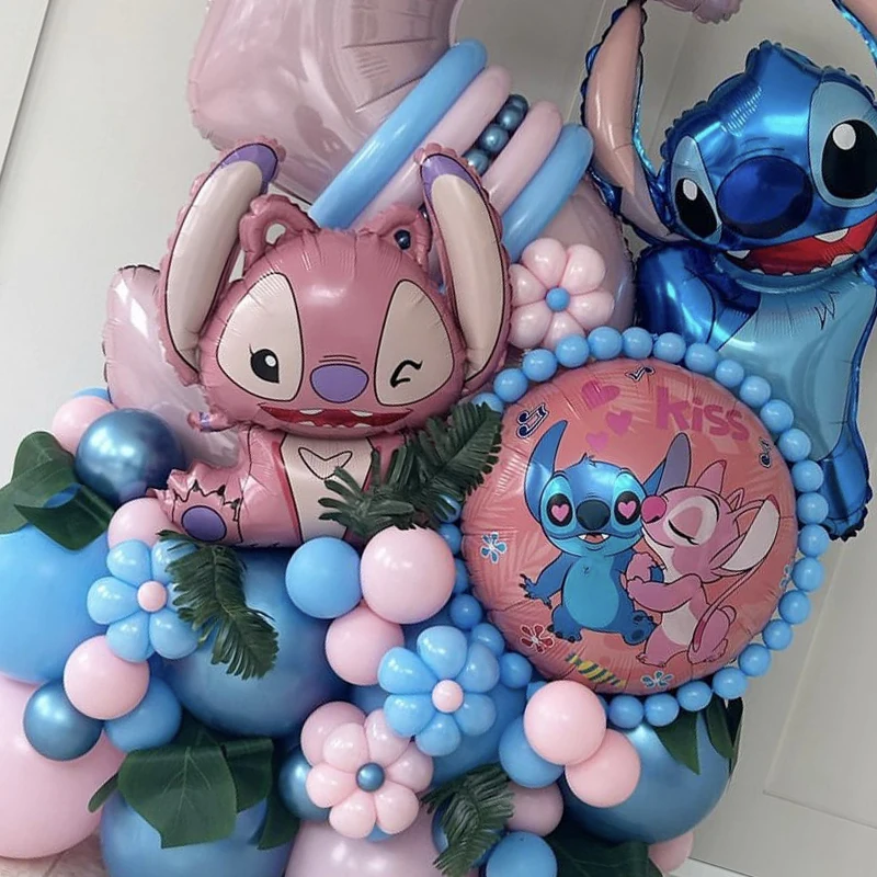 Disney Stitch Birthday Party Decorations 32inch Pink Number Foil Balloon Children\'s Birthday Background Boys Girls Toys Gifts