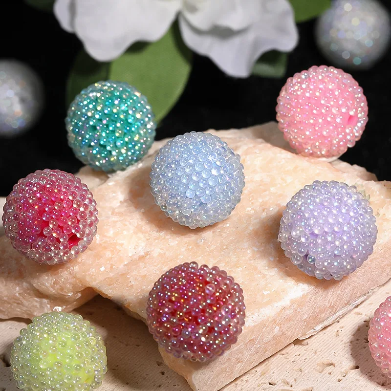 DIY Jewelry Findings Colorful Berry Round Gumball Rhinestone Resin Beads Fit Pen Necklace Bracelet Earring Making 25pcs 19mm