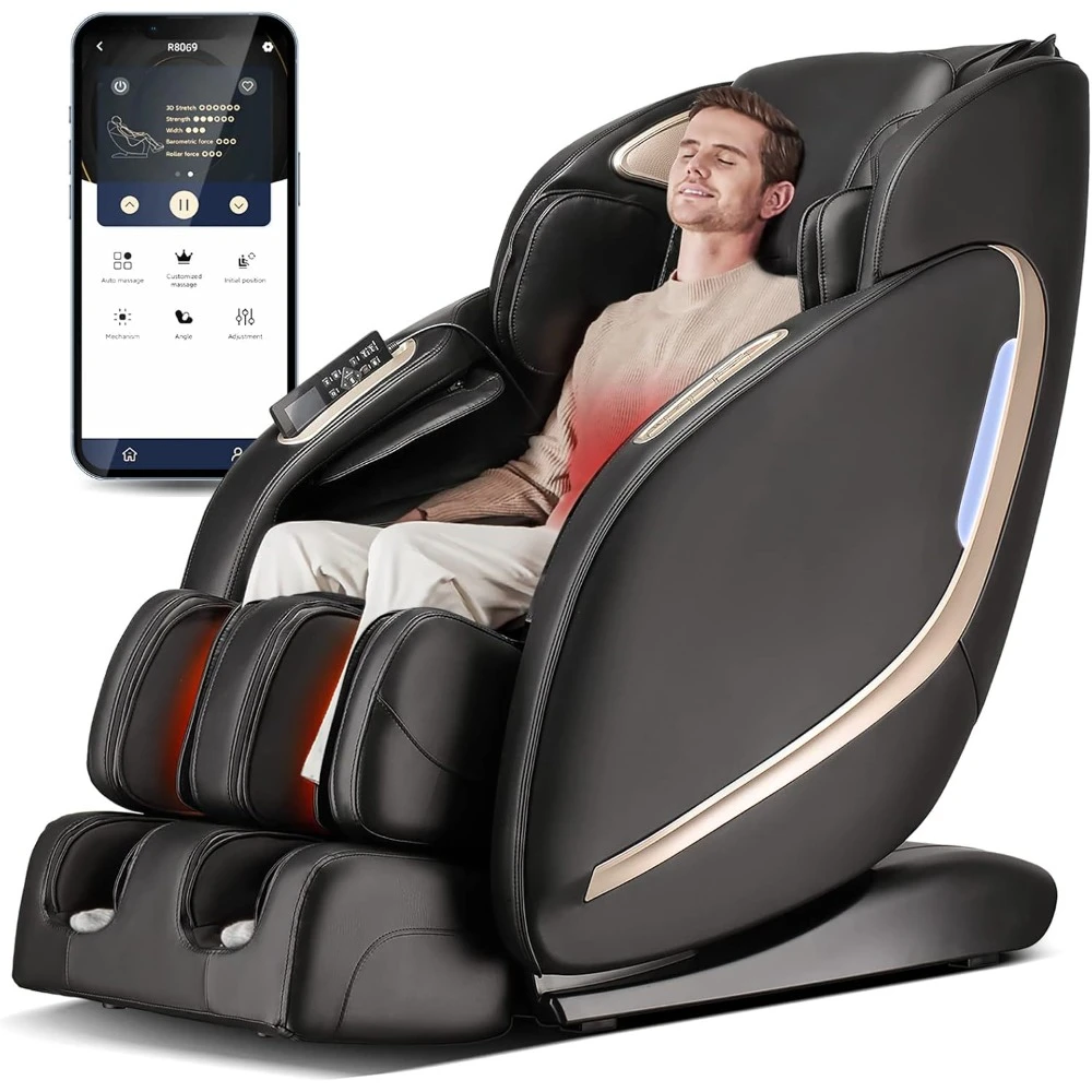 Massage Chair, Zero Gravity Massage Chairs Full Body with APP, Waist and Calf Heat, Thai Stretch, Massage Recliner (Black)