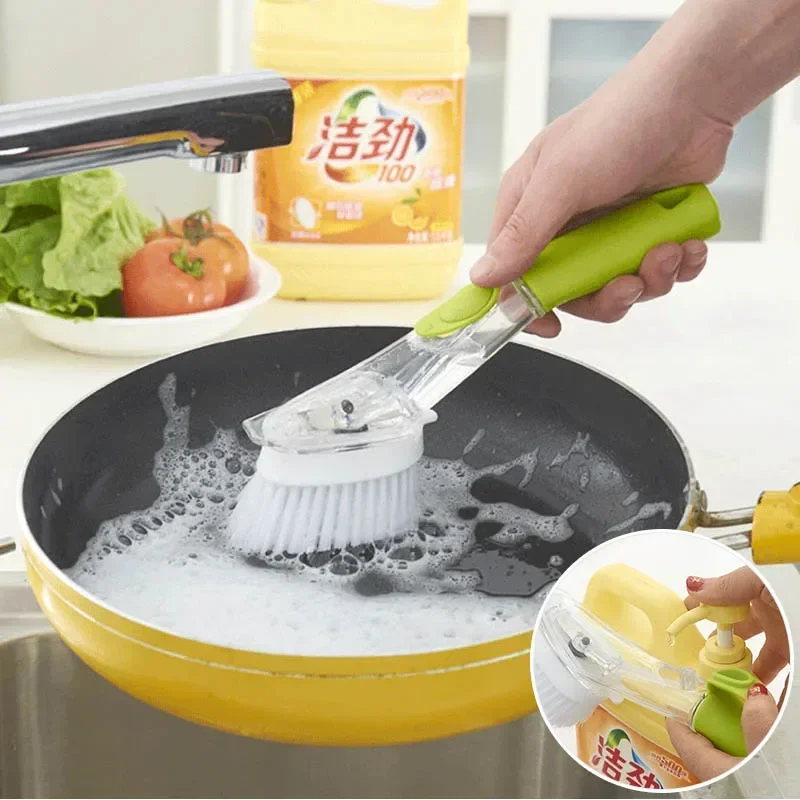 

Automatic Liquid Washing Dish Brushes Kitchen Gadgets Cleaning Brush Sink Floor Cleaning Tools Non-Stick Oil Scouring Pad