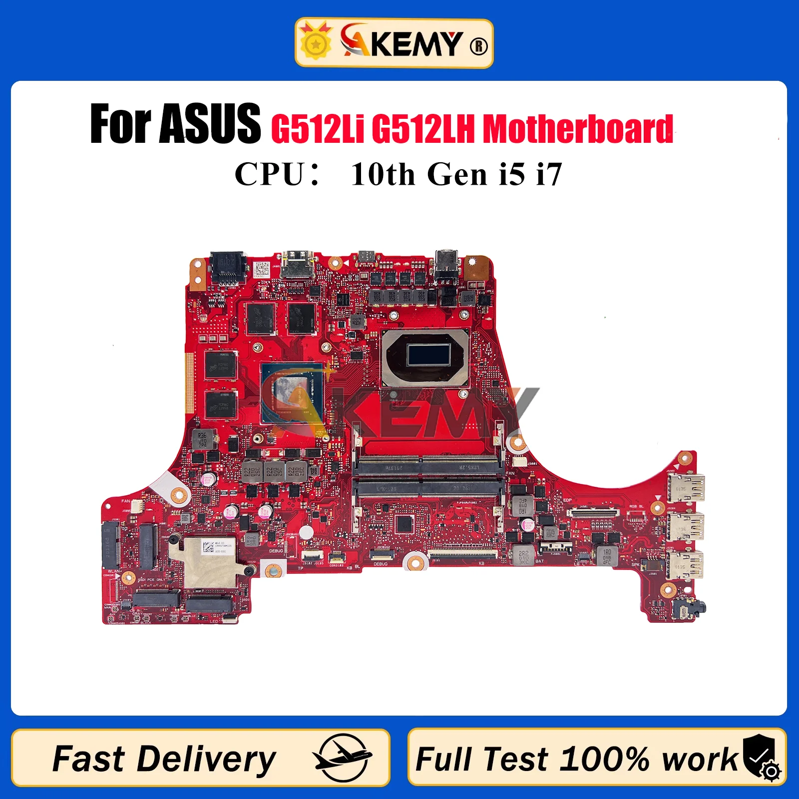 

G512LI Laptop Motherboard For ASUS ROG Strix G15 G512L G512Li G512LH Notebook Mainboard With 10th Gen i5 i7 100% tests OK stk