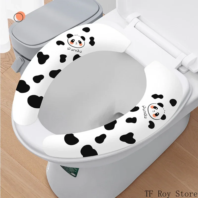 Stiker Toilet kartun Panda tikar Toilet dapat digunakan kembali dapat dicuci WC Toilet bantalan dudukan lengket kamar mandi hangat penutup penutup kursi Universal