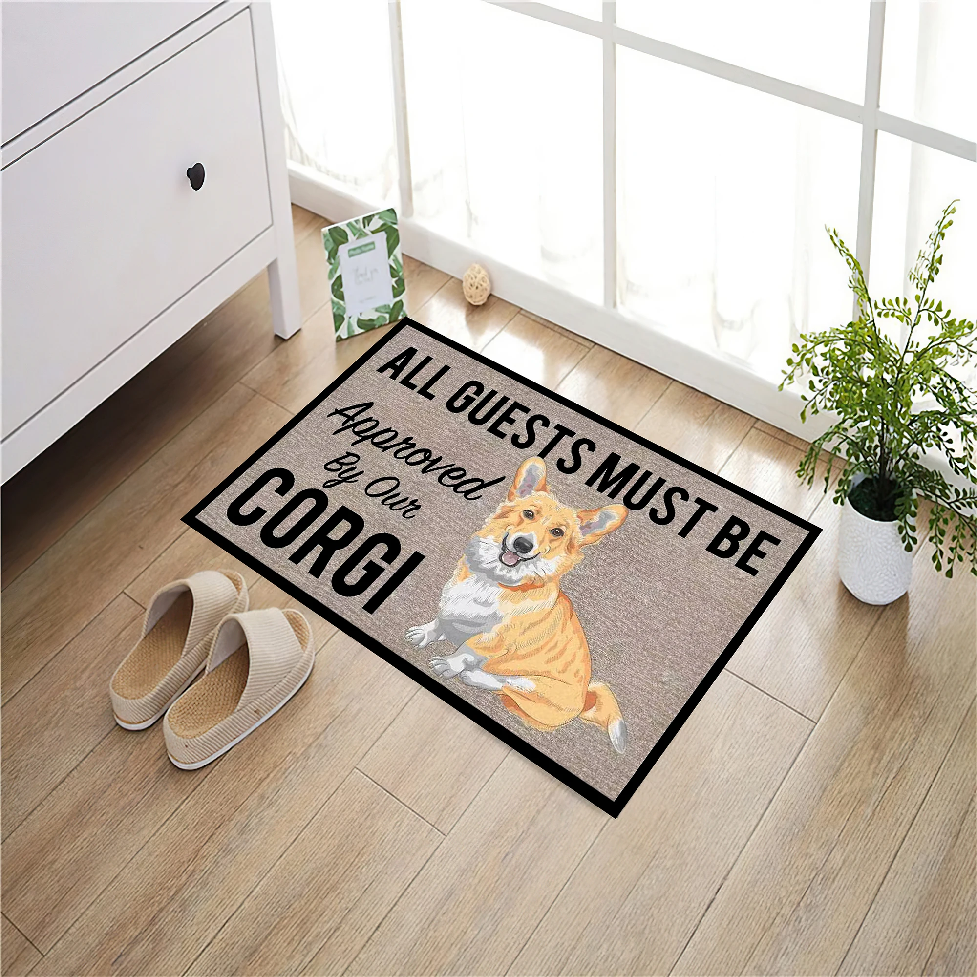 All Guests Must Be Approved By Our Corgi Doormat Non slip Rubber Backing Outdoor Entrance Floor Mat Decorative Rugs Welcome Mat