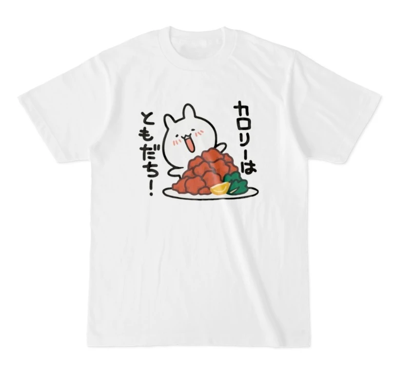 Calorie Is Nothing Rabbit Fried Chicken Short-sleeved Printed T-shirt Top Funny Foodie Bunny Graphic Casual Streetwear for Women