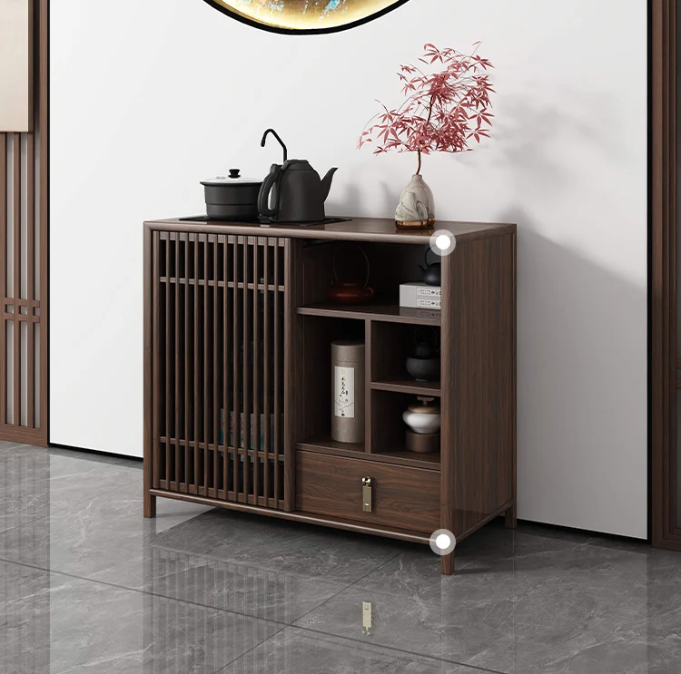 

Small mobile tea table Solid wood living room tea table
