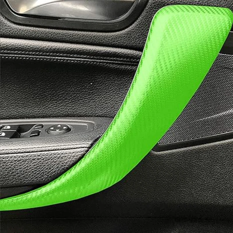 Green 3D Carbon Fiber Vinyl Wrap Auto Door Handle Scratch Protector Car Cover Guard Protective Film Outdoor Safety Reflective