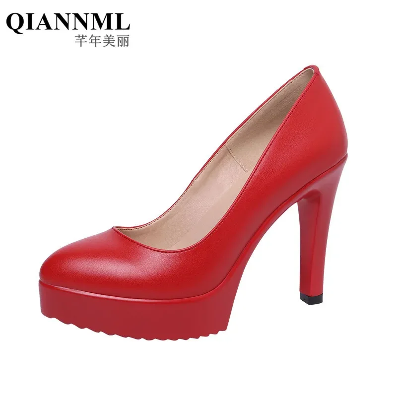 Small Size 32-43 Stilettos Pumps Women Wedding Shoes Red White 2024 Spring Shallow High Heels Shoes Ladies Platform Shoe Office