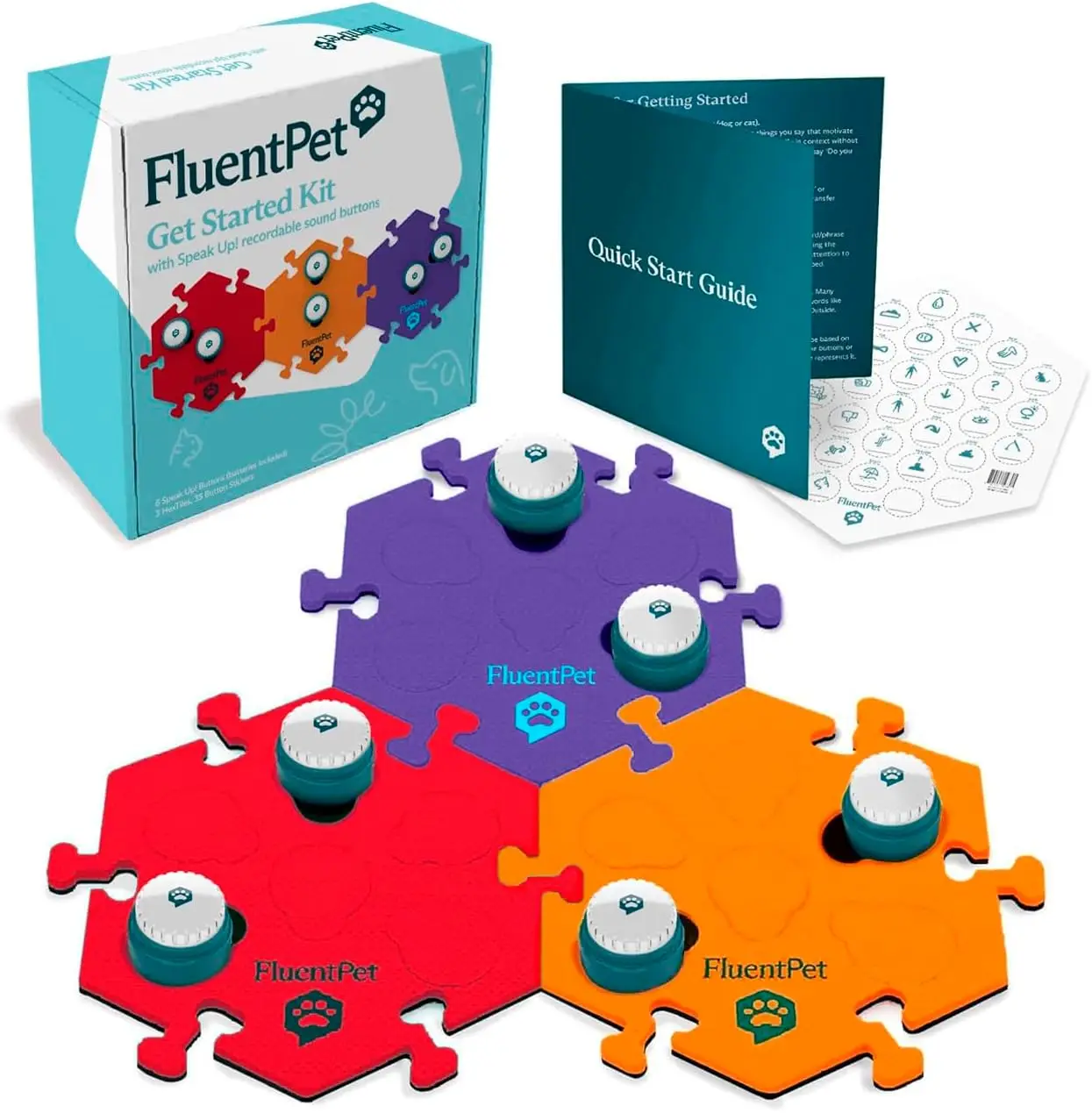 

Recordable Pet Communication Buttons Kit with 6 Buttons & 3 Mats for Dog Cat Training