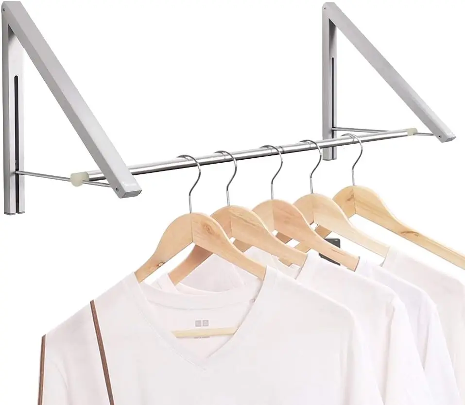 

Wall Mounted Drying Rack, Folding Clothes Hanger, Aluminum Space Saver for Home Storage