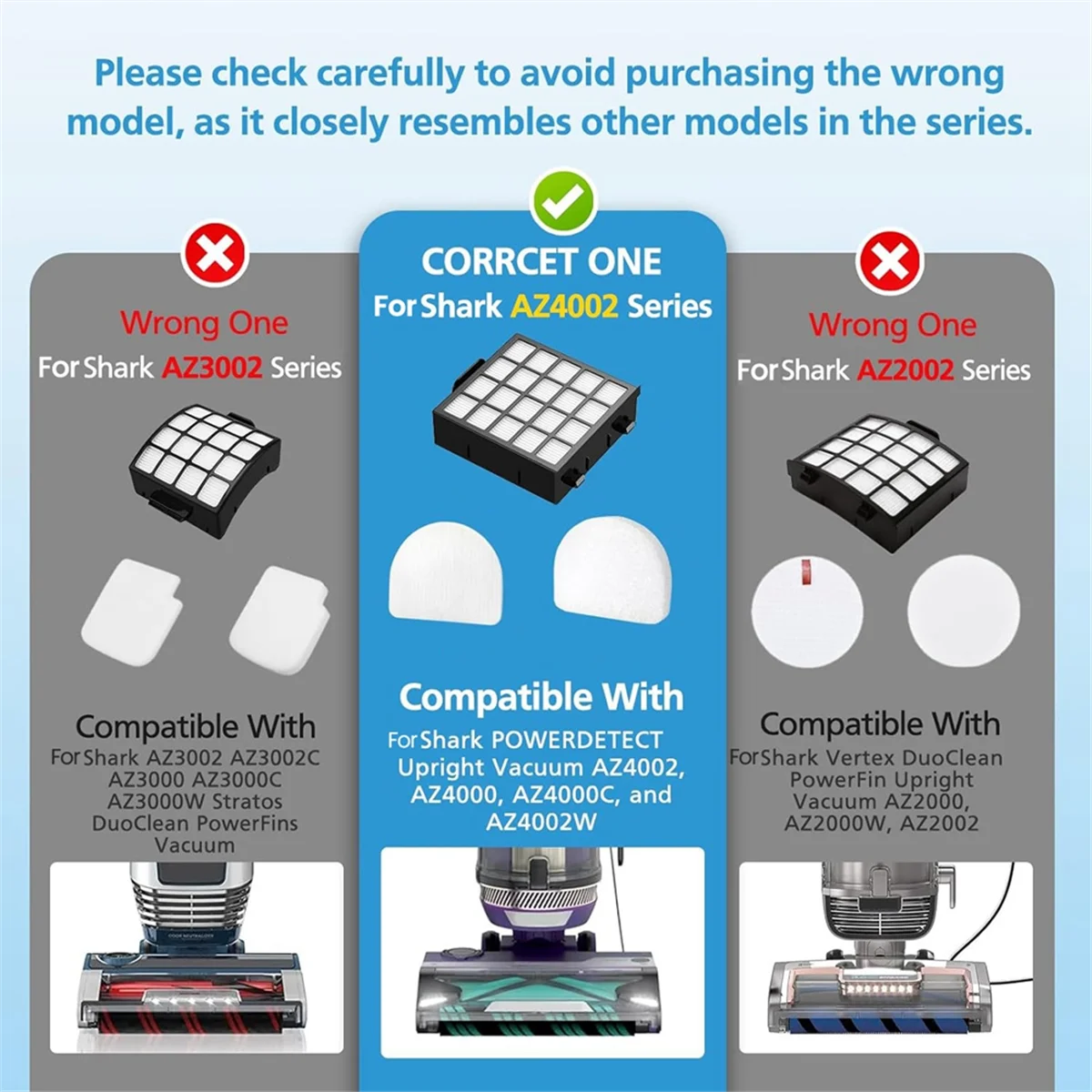 A235X ~ AZ4002 مرشحات بديلة للمكنسة الكهربائية المستقيمة POWERDETECT AZ4002 AZ4000 AZ4000C AZ4002W