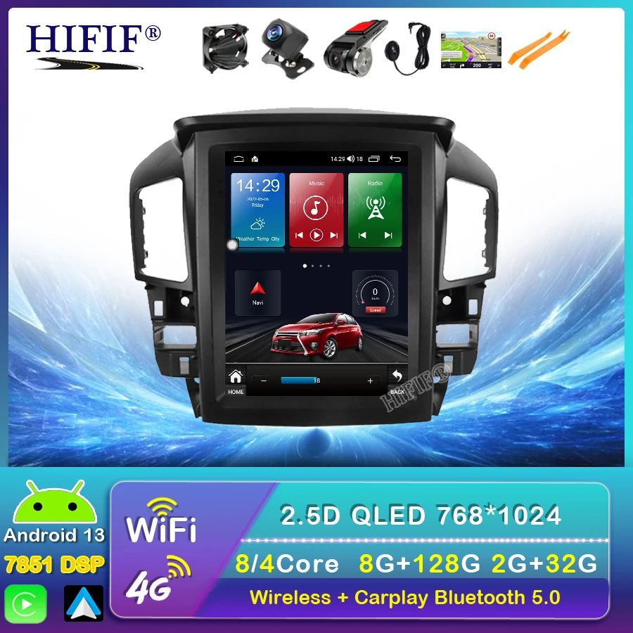

Android 13 экран для Lexus RX300 RX330 Toyota Harrier 1997 1998 1999 2000 20021 2002 GPS навигация Мультимедиа Carplay