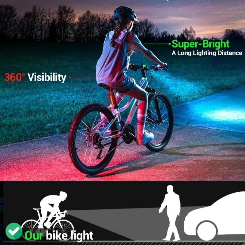 Luz LED frontal para bicicleta de montaña, linterna impermeable IPX4, recargable vía USB, 6 modos