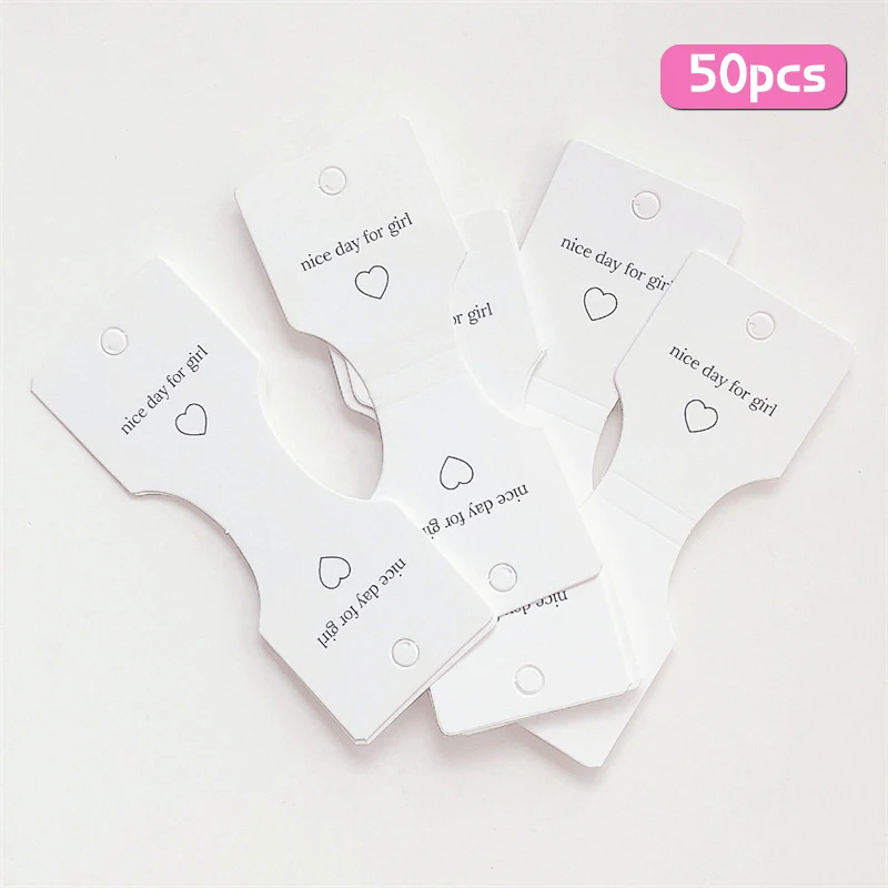 

50Pcs Half Folded Card Hair Accessories Cardboard Display Card Labels Hair Rope Packaging Card Hanging Tag Cardboard Label