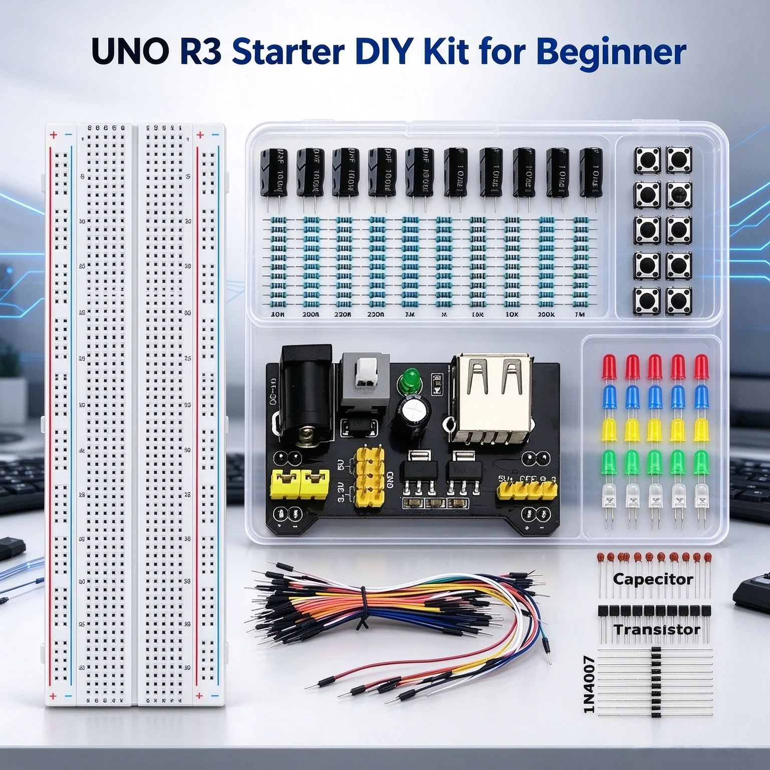 kit-de-iniciacao-uno-r3-para-iniciantes-830-pontos-placa-de-teste-pacote-de-acessorios-de-componentes-eletronicos-compativel-com-arduino-tudo-incluido