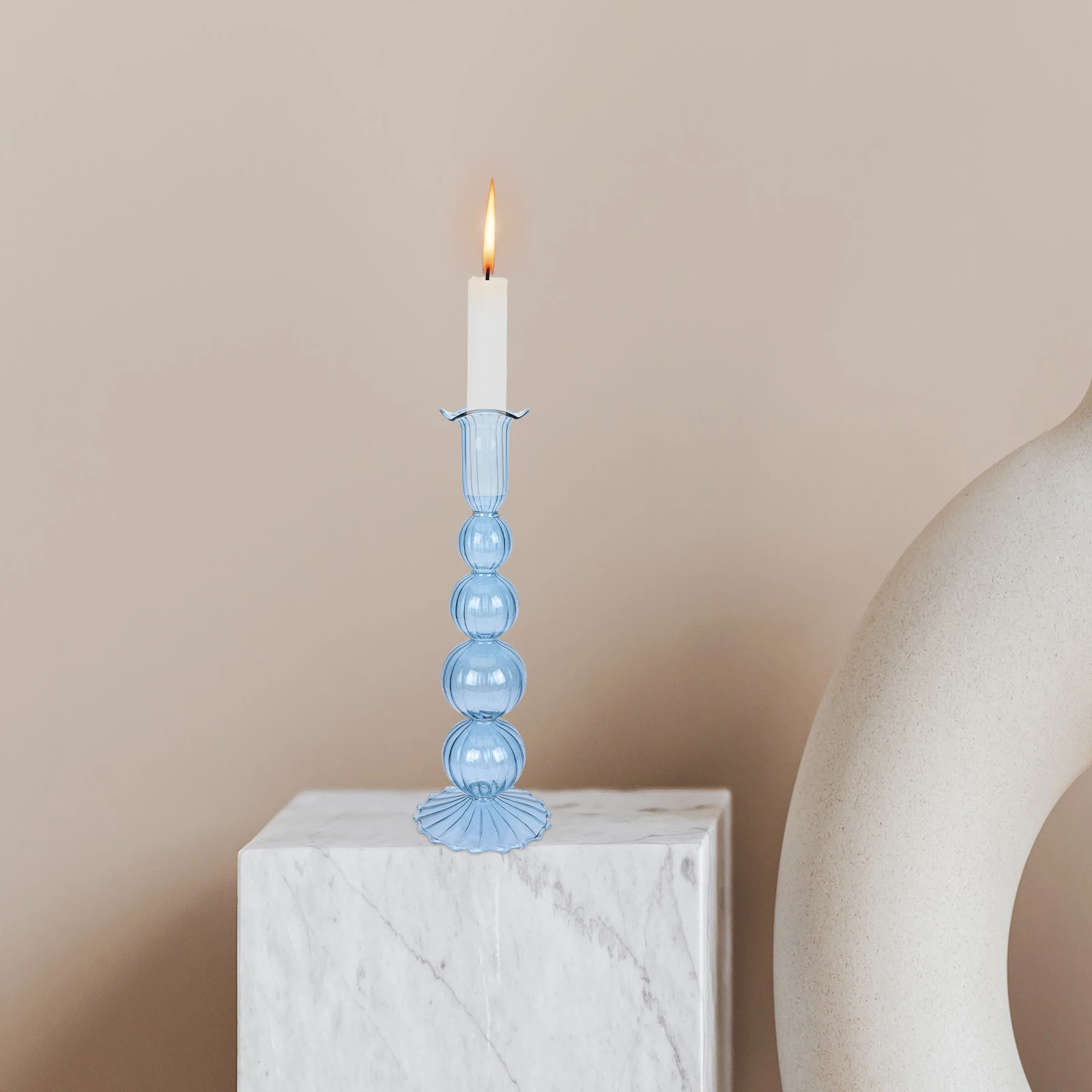 

Blue Glass Holder Exquisite Romantic Candy Stand for Wedding Party Dinner Decoration Glass Candlestick