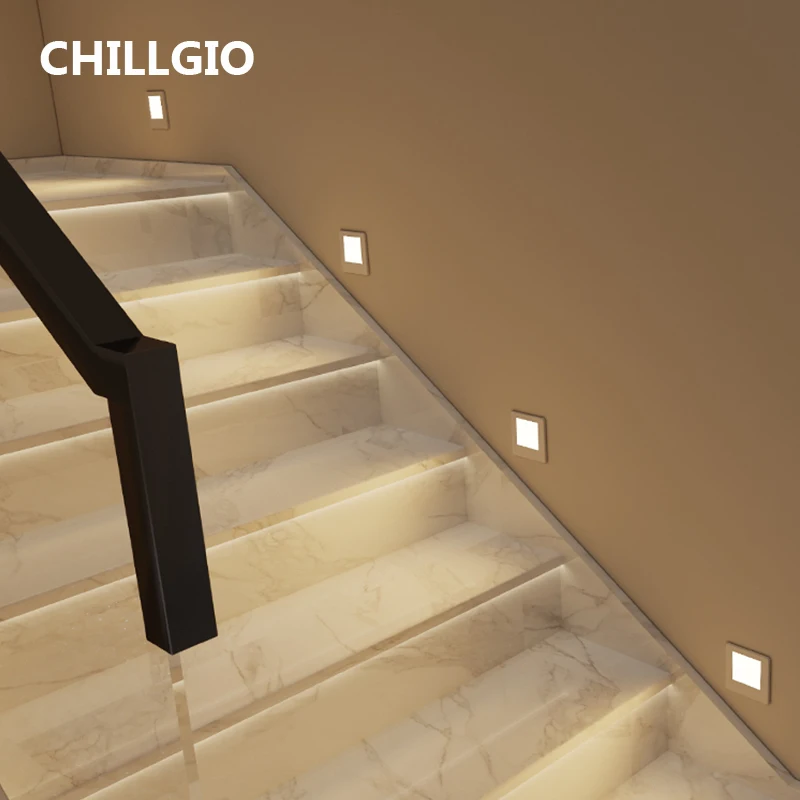 CHILLGIO Radar Detection Sensor Stairs Light Step Staircase Led Corridor Ladder Lighting Modern Home Interior Recessed Wall Lamp