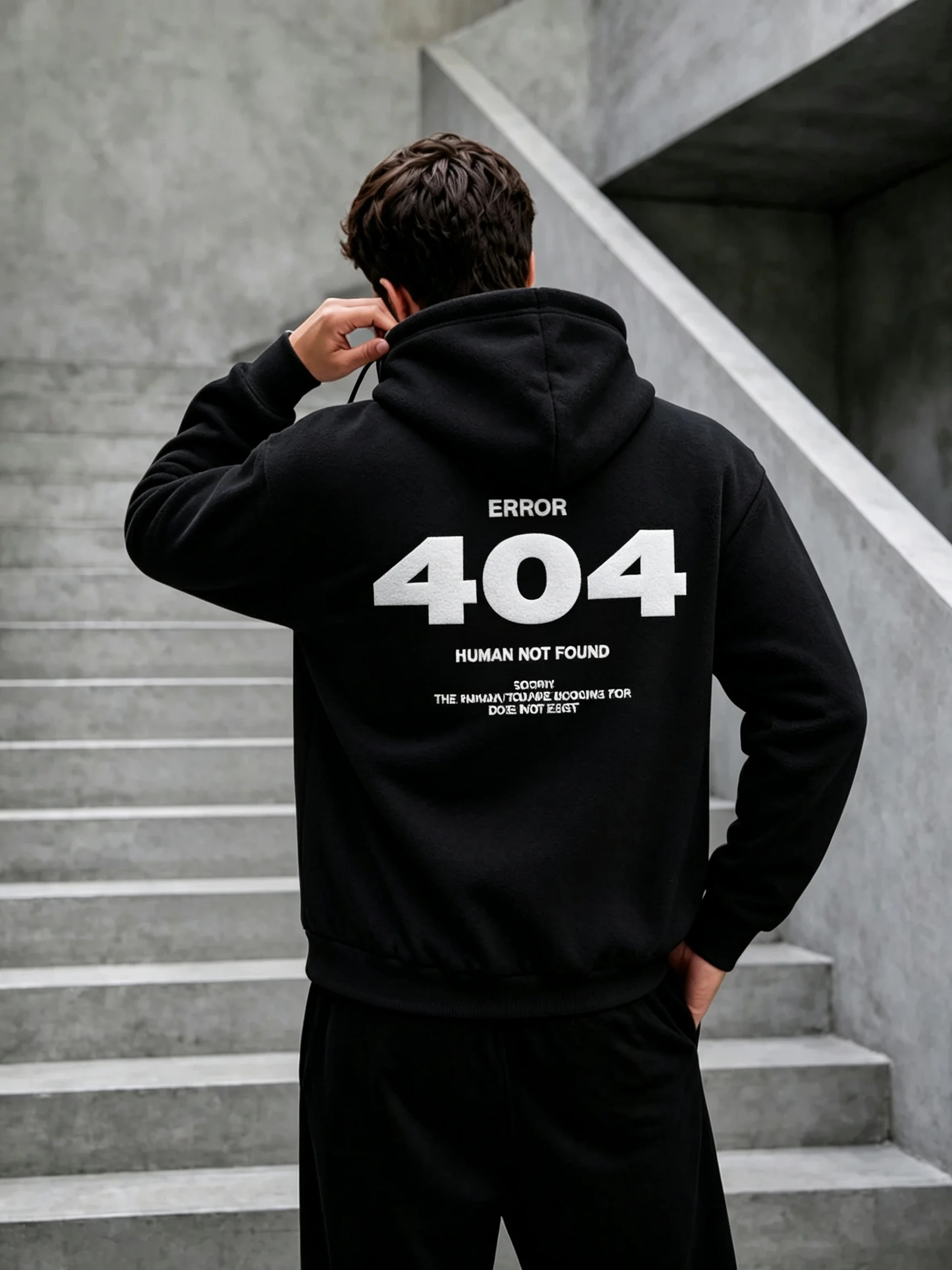 2026 New Unisex 404 Error Human Not Found Graphic Hoodie Autumn Winter Streetwear Back Print Hooded Sweatshirt