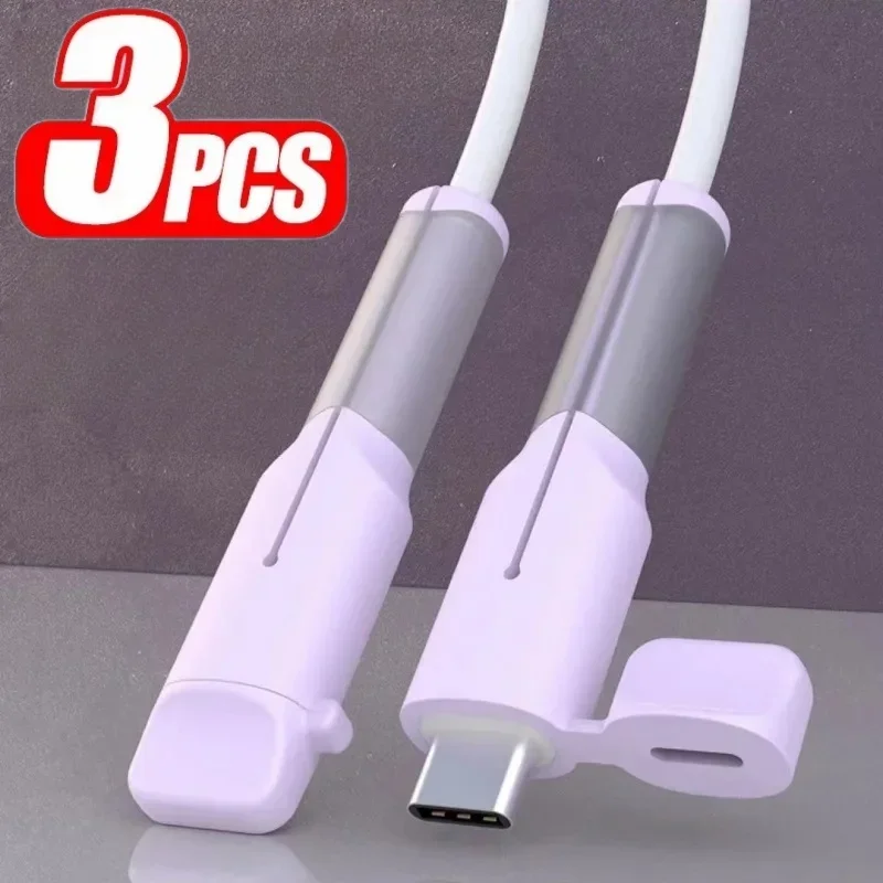 2 in 1 Data Cable Protector Cover Universal Android Cable Silicone Wrap Anti-Break Mobile Phone Cord Saver for USB to Type-c