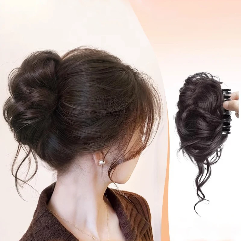 Synthetic Ball Head Wig Qianjin Flower Bud Head Grab Clip Hair Artifact High Skull Top New Chinese Style Wig Ring